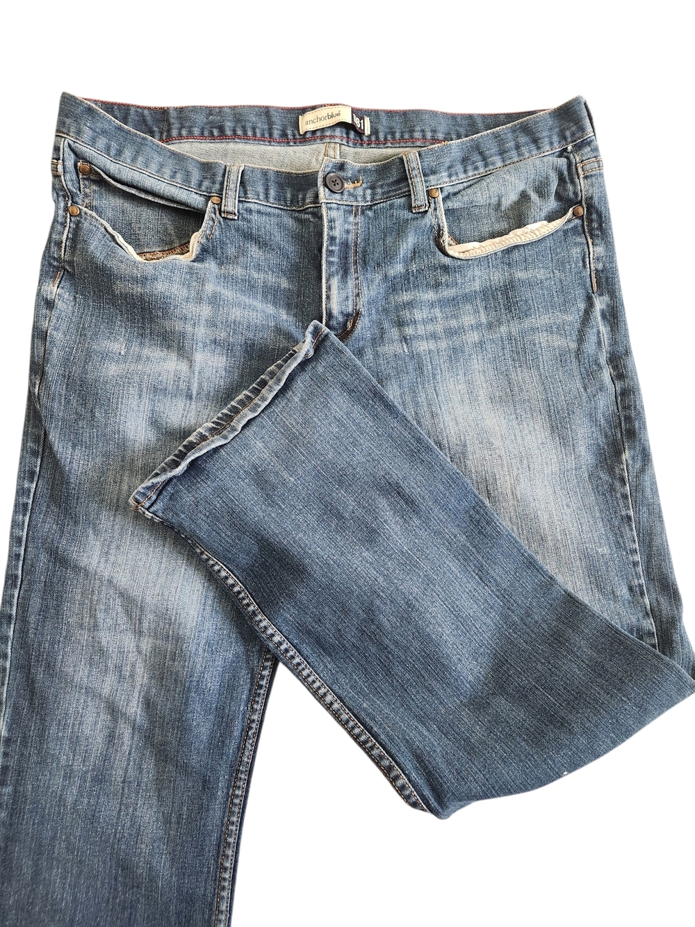 Anchor Blue Low Rise Slim Jeans Men's 38x32 (39x31.5) Blue Denim Straight Leg